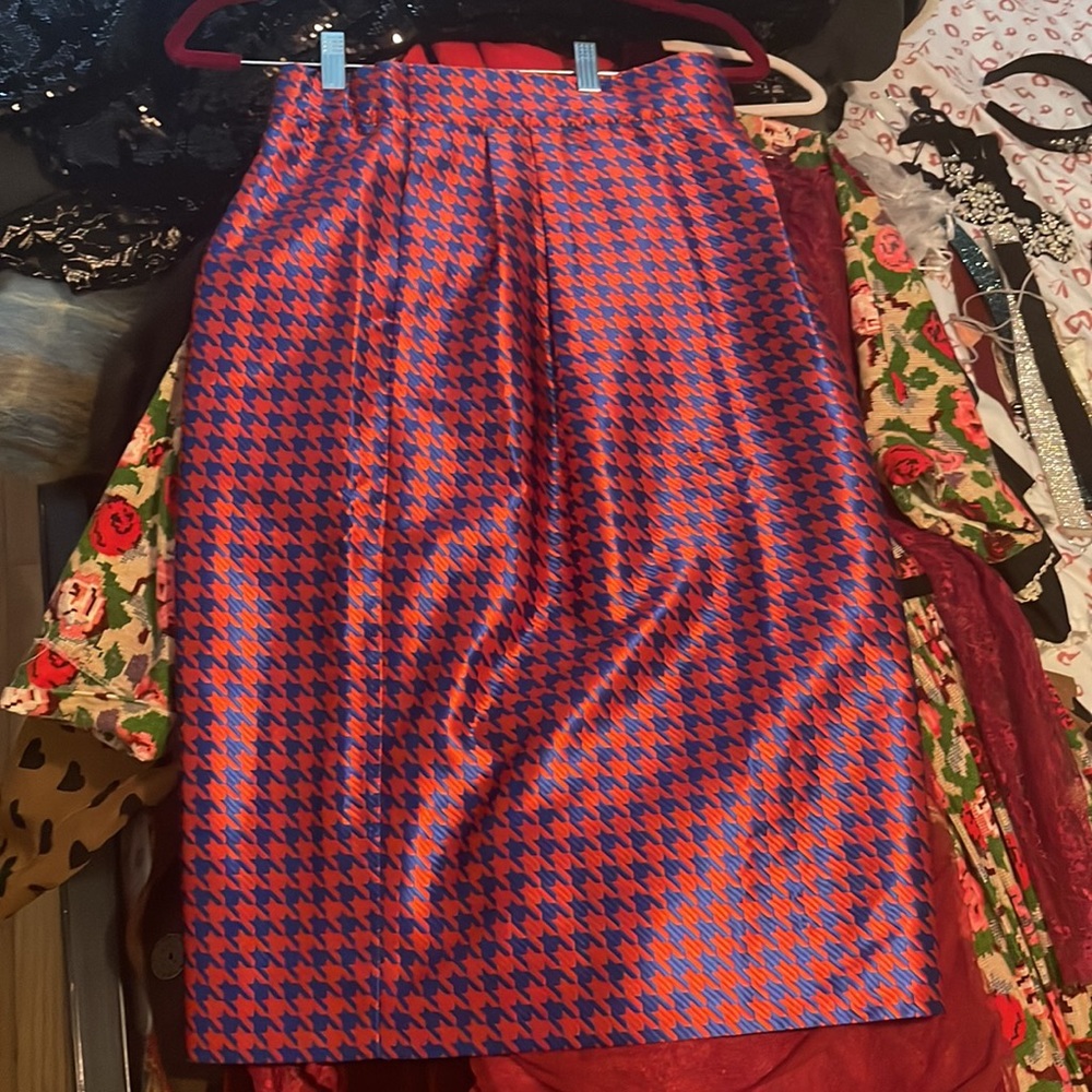 Jcrew shimmery blue and red pencil skirt